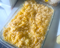 Macarrão ao molho branco com presunto e queijo