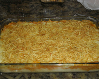 Batata recheada em travessa