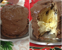 Panetone trufado de sorvete coberto e com chocolate