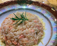 Risoto de salmão com queijo gruyere