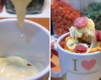 Rápida, saborosa e sem sujeira: torta salgada de caneca feita em 5 minutos no micro-ondas