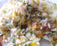 Arroz à grega com camarão