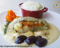 Bacalhau ao creme de azeitonas pretas e palmito