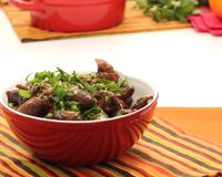 Coração de frango na panela de pressão