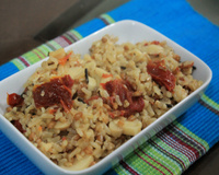 Risoto integral de cogumelo e tomate seco