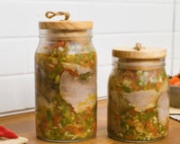 Lagarto em conserva com vinagrete (para comer com pão)