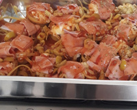 Macarrão de forno com presunto e queijo