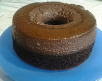 Bolo com pudim chocolate