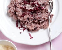 Risoto de carne seca com arroz vermelho