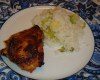 Sobrecoxa assada com mostarda e mel