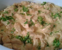 Macarrão com frango e molho branco