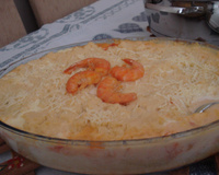 Gratinado delicioso de camarão
