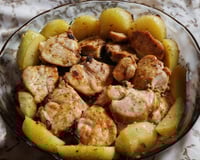 Frango assado com batatas