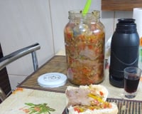 Lagarto em conserva com vinagrete (para comer com pão)