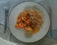 Moqueca de merluza e camarão