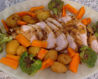 Picanha suína com legumes