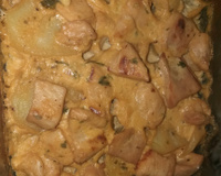 Filé de frango com batatas ao molho de requeijão e catupiry