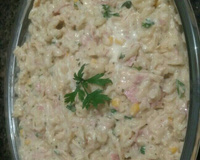 Macarrão de panela de pressão com frango queijo e presunto