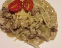 Risoto com filé mignon e queijo gorgonzola