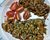 Truta grelhada com castanha de caju