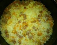 Arroz com linguiça e cenoura