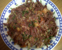 Pão de alho com recheio de carne seca