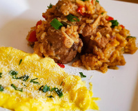 Arroz cremoso com costelinha suína