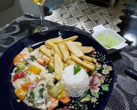 Peixe com legumes ao forno