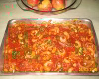 Molho de filé de peixe com camarão