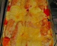 Filé de surubim com banana empanado e gratinado