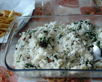 Arroz com rúcula e gorgonzola