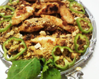 Frango assado com farofa crocante