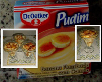 Pudim de banana com canela em taças