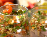 Lagarto em conserva com vinagrete (para comer com pão)