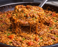 Almoço de uma panela só: arroz de fraldinha suculento que vale por uma refeição completa