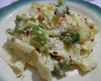 Parpadelle ao molho de brócolis.