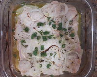 Filé de linguado assado com batatas