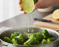 Por que é recomendado adicionar limão à água ao cozinhar brócolis, e como isso é feito?