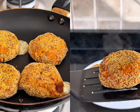 Croquete de abóbora e queijo empanado com polenta e semente de chia é a melhor receita de petisco diferente que já fiz