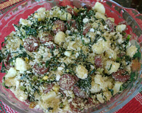 Farofa com couve e linguiça calabresa