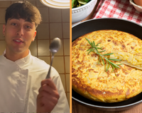 David Geli, especialista em omeletes de batata: “Para deixar a omelete bem mais cremosa, você precisa bater os ovos com uma colher; se fizer com um garfo, estará apenas incorporando ar.”
