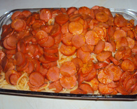 Macarrão com molho de salsicha