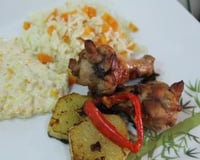 Frango assado na cerveja com bacon e calabresa