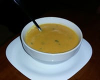 Creme de abóbora e camarão