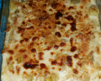 Bacalhau com batata assada no azeite