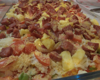 Arroz cremoso tropical com calabresa