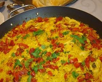 Arroz com açafrão, tomate seco e mussarela