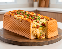 Melhor que muito lanche de lanchonete, esse pão vulcão de frango, queijo e bacon virou o mais pedido aqui em casa