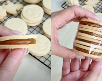 Esse biscoito amanteigado com recheio foi sucesso ano passado e vou fazer nessa Páscoa de novo: pode decorar como quiser, derrete na boca
