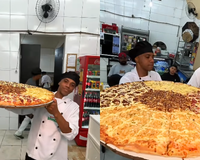 Pizza gigante de 5 sabores com 80 cm impressiona clientes no Rio de Janeiro e já inclui sabor doce